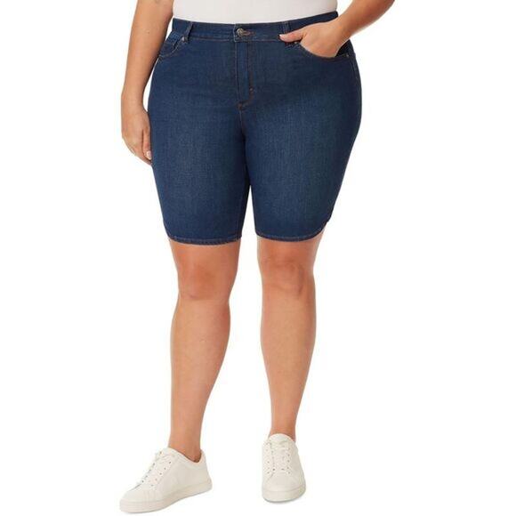 Gloria Vanderbilt NWT Women's Amanda Blue Denim Midi Bermuda Shorts Plus 16W - Picture 1 of 12